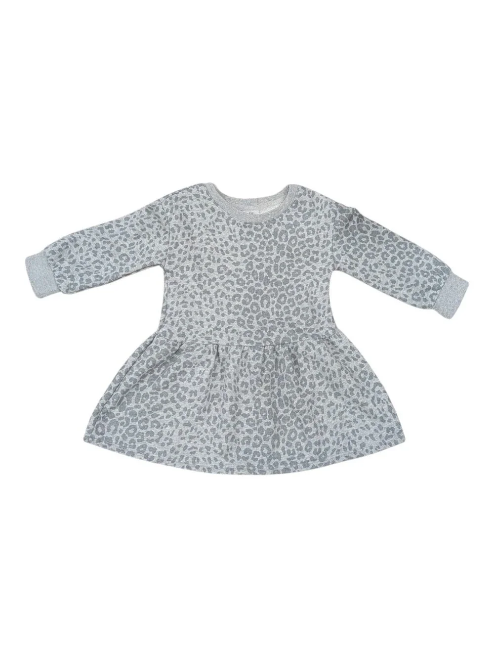 Gap Kids Gray Animal Leopard Cheetah Print Sweatshirt Long Sleeve Dress Girls 3T